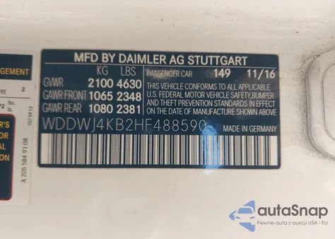 2017 Mercedes-Benz C 300 4Matic z USA, uszkodzony, nr VIN WDDWJ4KB2HF488590